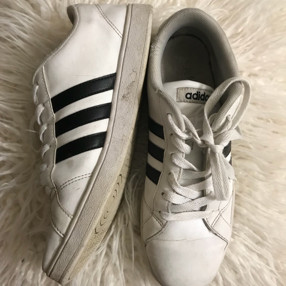 Adidas white with black stripes sneakers